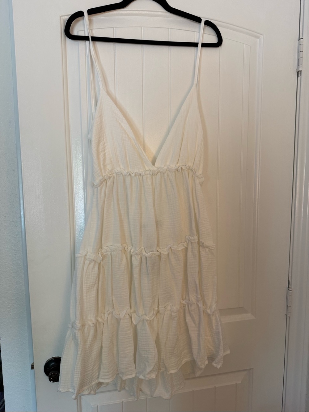 Boohoo Plus Cheescloth Ruffle Strappy Sun Dress | Ivory | Size US 12